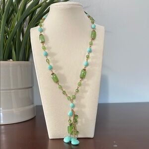Elegant Green and Blue Beaded Necklace